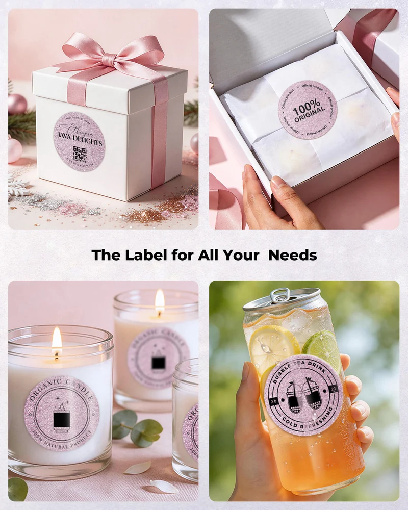 MUNBYN 2" Glitter Thermal Labels for Branding Stickers