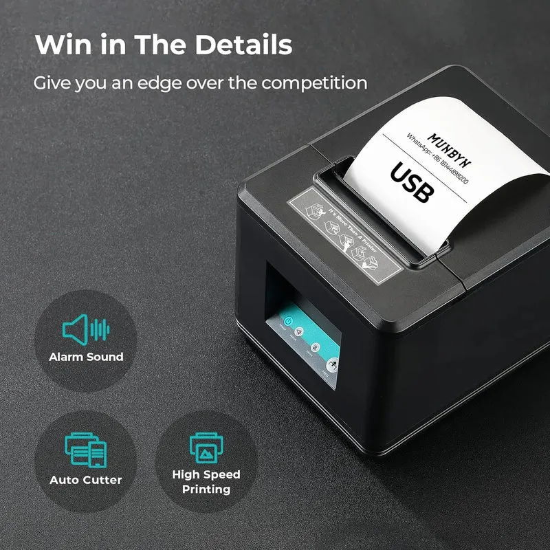 MUNBYN ITPP098P 80mm USB Receipt Printer for Retail POS