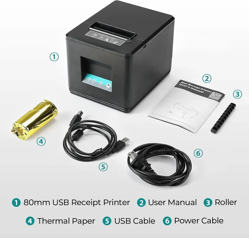 MUNBYN ITPP098P 80mm USB Receipt Printer for Retail POS