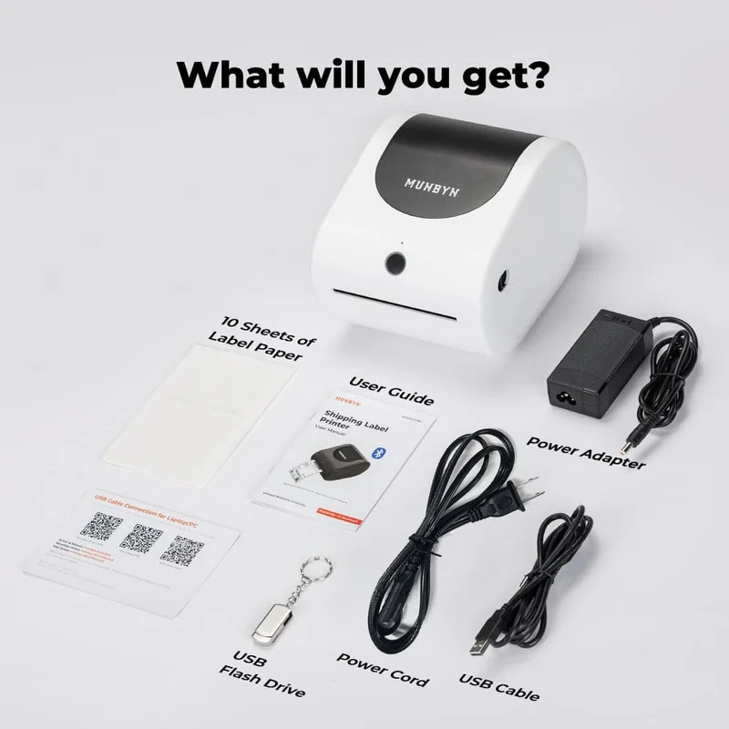 MUNBYN RW411B Bluetooth 4x6 Thermal Label Printer with Paper Tray for Daily Shipping