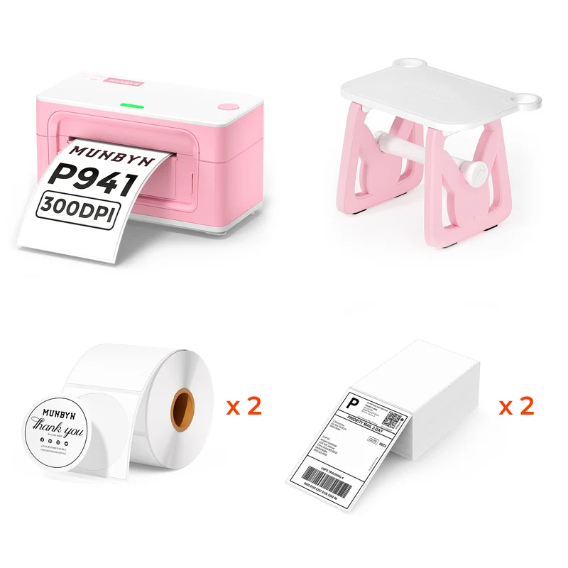 MUNBYN RW941BP 300DPI Bluetooth Thermal Label Printer Kit