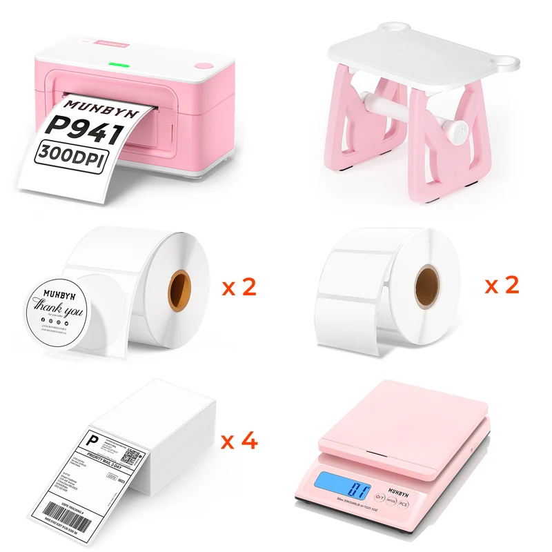 MUNBYN RW941BP 300DPI Bluetooth Thermal Label Printer Kit