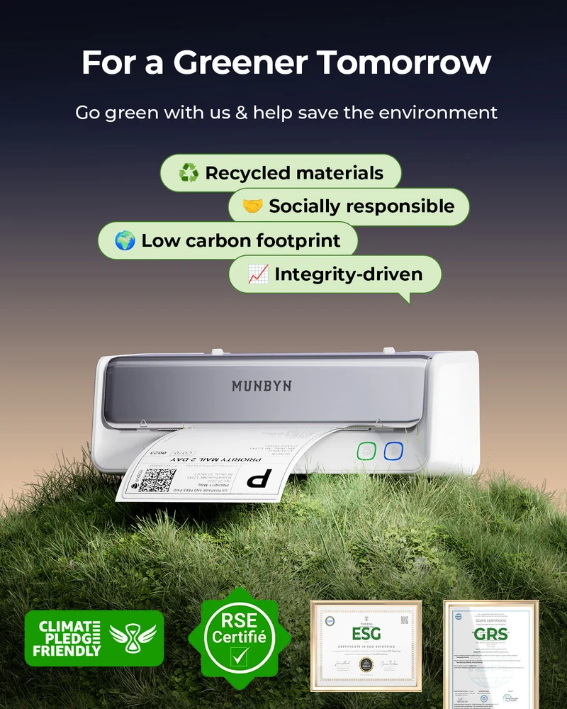 MUNBYN RW405B Dual-Colour Bluetooth Thermal Label Printer with Label Holder