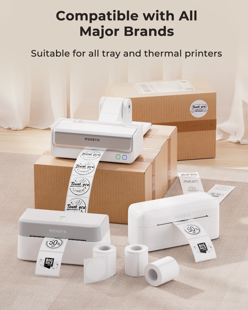 MUNBYN 2" Circle Direct Thermal Labels for Product, Logo and Multi-Purpose Stickers