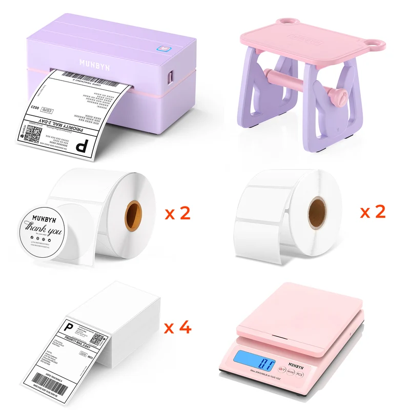 MUNBYN RW130B Bluetooth Thermal Label Printer Kit for Starter Shipping and Basic Labels