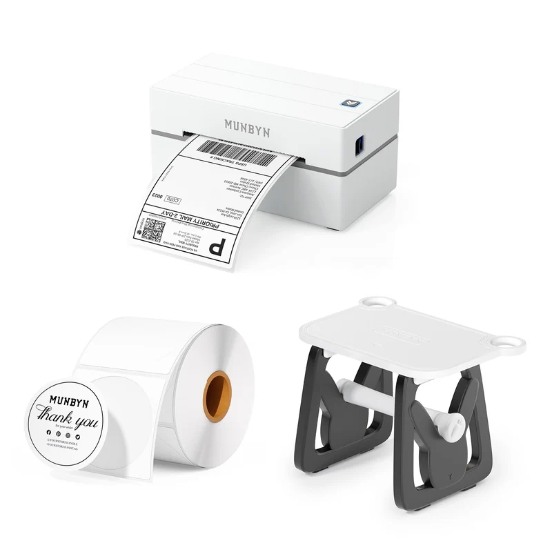 MUNBYN RW130B Bluetooth Thermal Label Printer Kit for Starter Shipping and Basic Labels