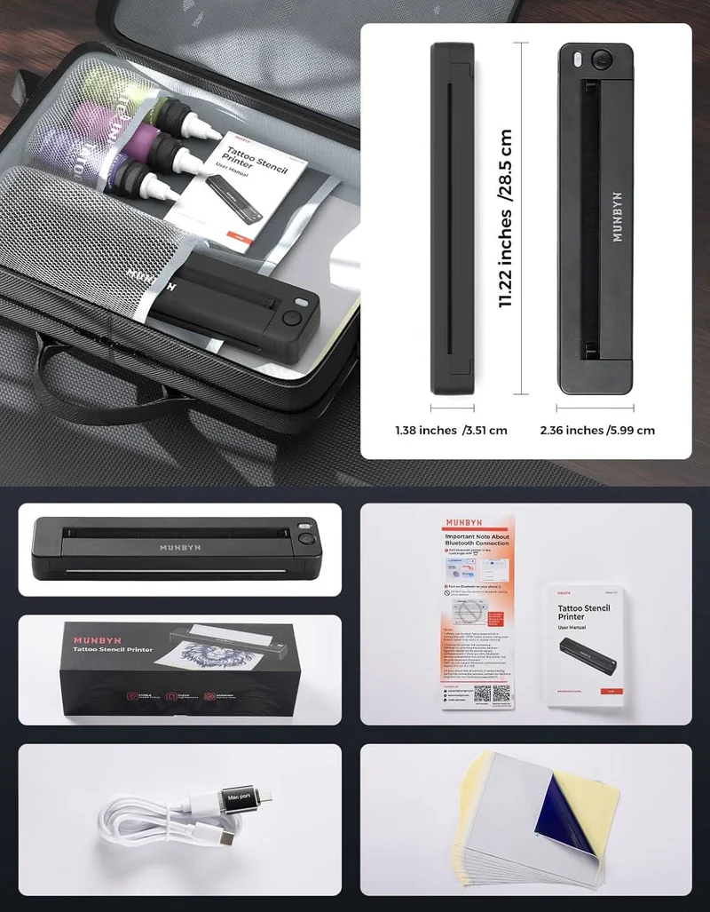 MUNBYN ITP06 300DPI Tattoo Stencil Printer with Transfer Papers