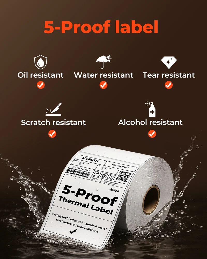 MUNBYN 4x6 Waterproof Direct Thermal Shipping Labels for Ecommerce Orders