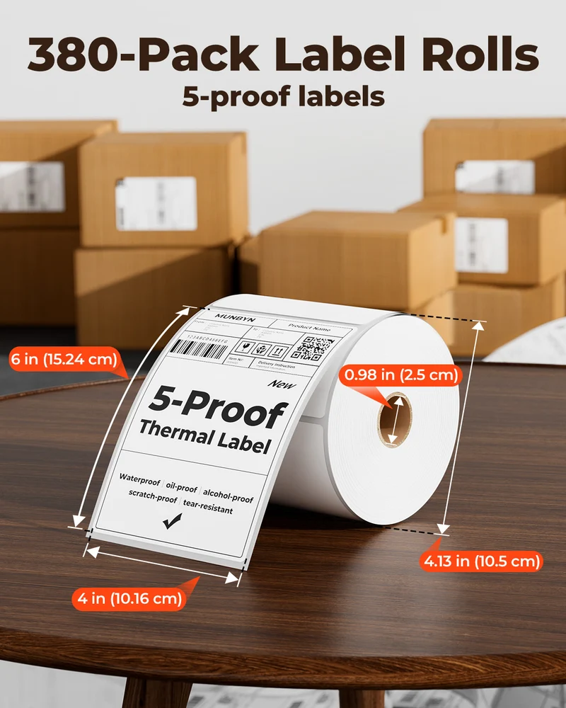 MUNBYN 4x6 Waterproof Direct Thermal Shipping Labels for Ecommerce Orders