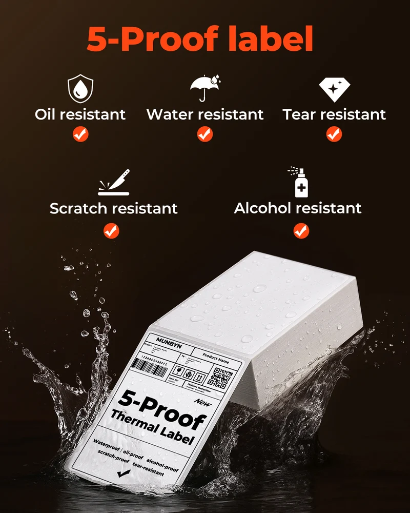 MUNBYN 4x6 Waterproof Direct Thermal Shipping Labels for Ecommerce Orders