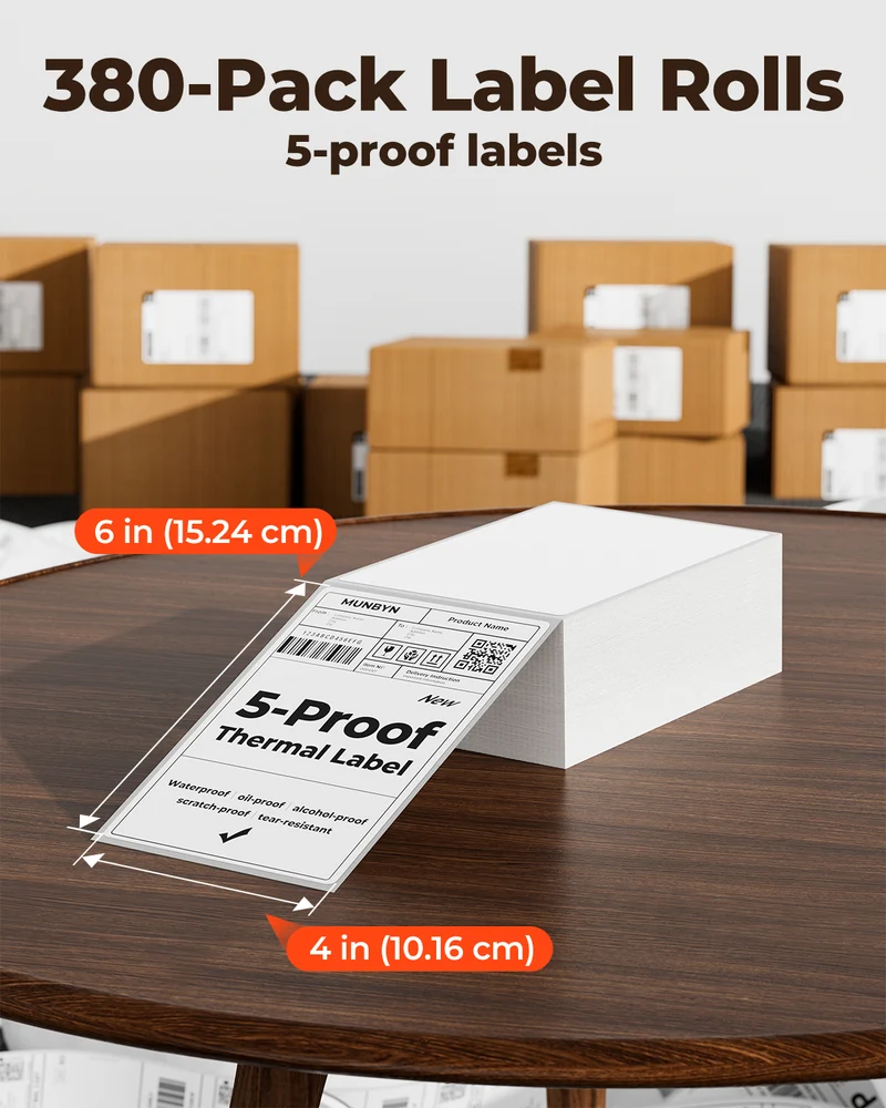 MUNBYN 4x6 Waterproof Direct Thermal Shipping Labels for Ecommerce Orders
