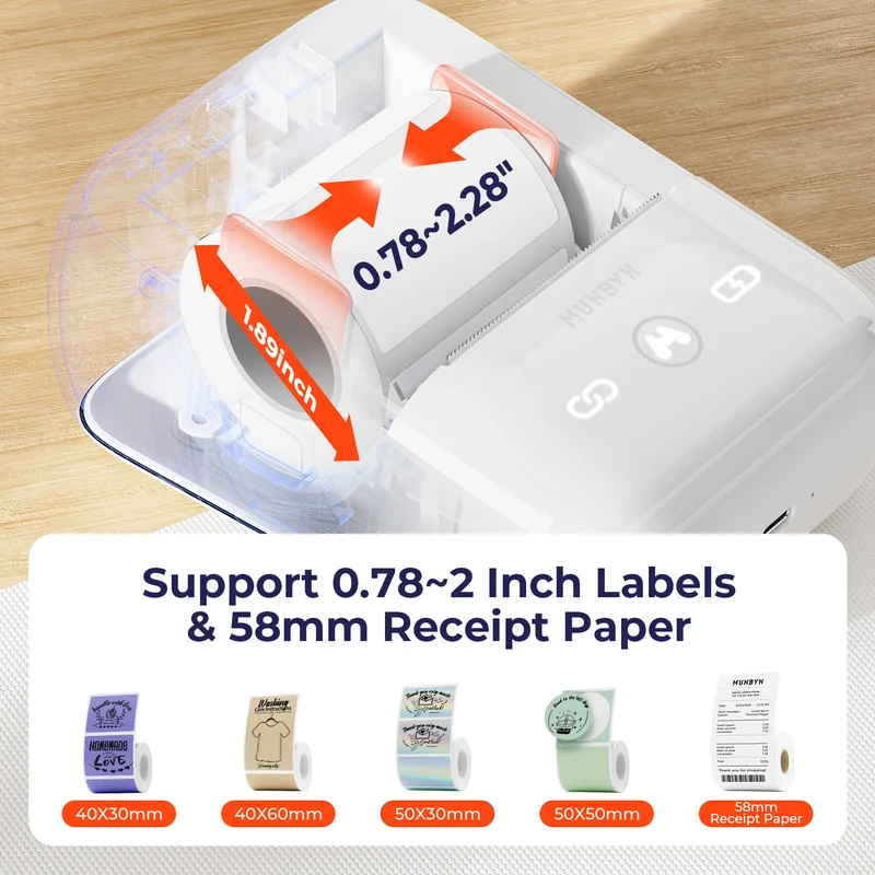 MUNBYN FM226 Bluetooth Portable Label Maker for Home and Small Labels