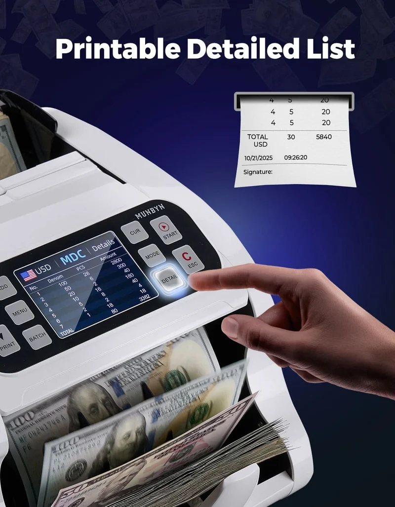 MUNBYN IMC22 Mixed Denomination Money Counter (Upgraded Version of IMC09)