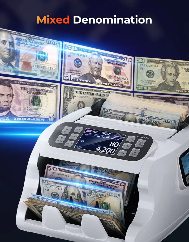 MUNBYN IMC22 Mixed Denomination Money Counter (Upgraded Version of IMC09)