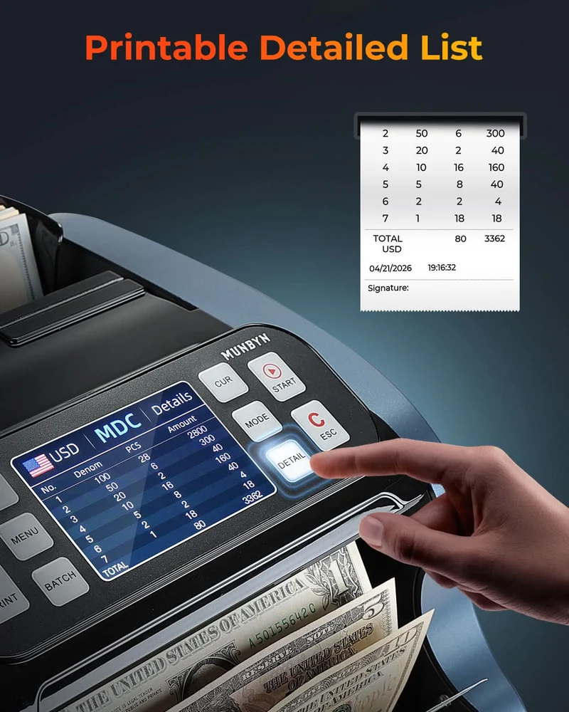 MUNBYN IMC22 Mixed Denomination Money Counter (Upgraded Version of IMC09)