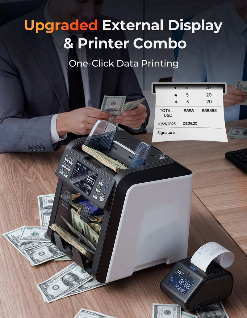 MUNBYN IMC23 Mixed Denomination Money Counter with Thermal Printer