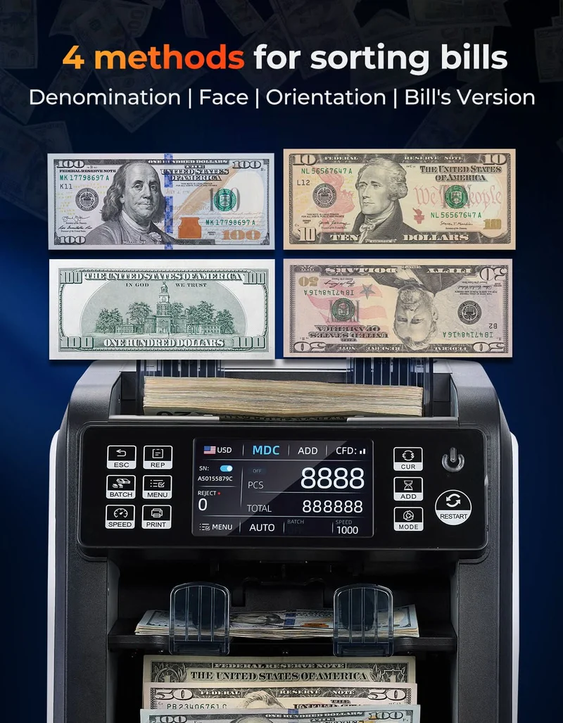 MUNBYN IMC23 Mixed Denomination Money Counter with Thermal Printer