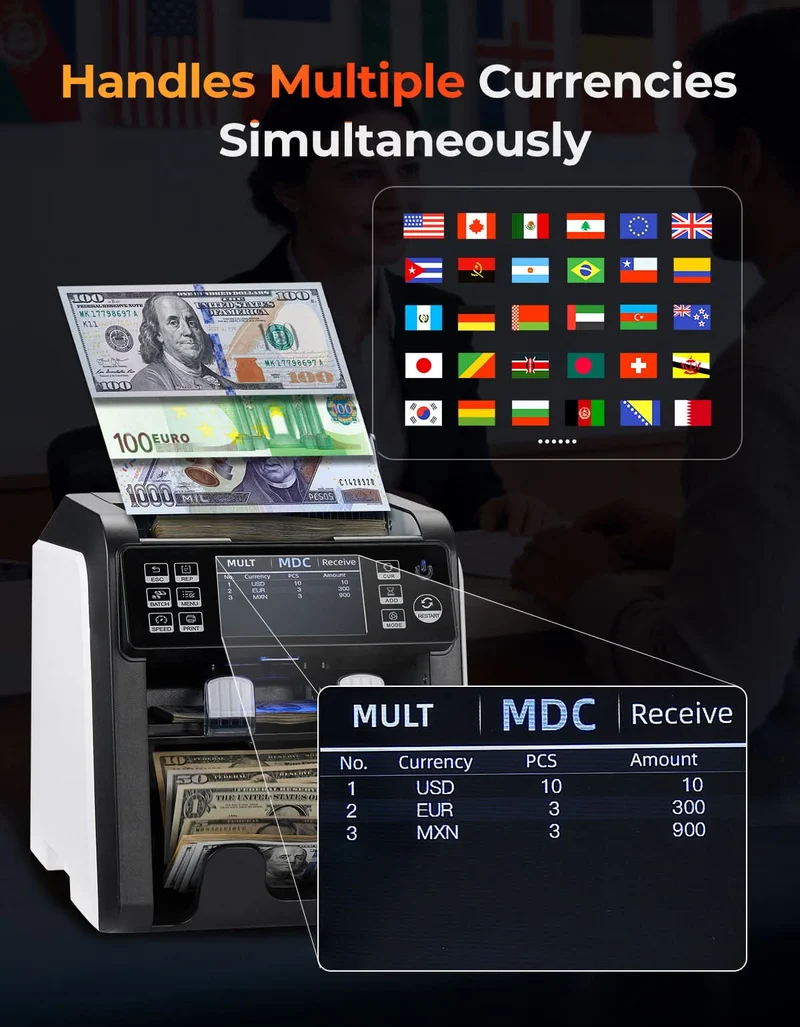 MUNBYN IMC23 Mixed Denomination Money Counter with Thermal Printer