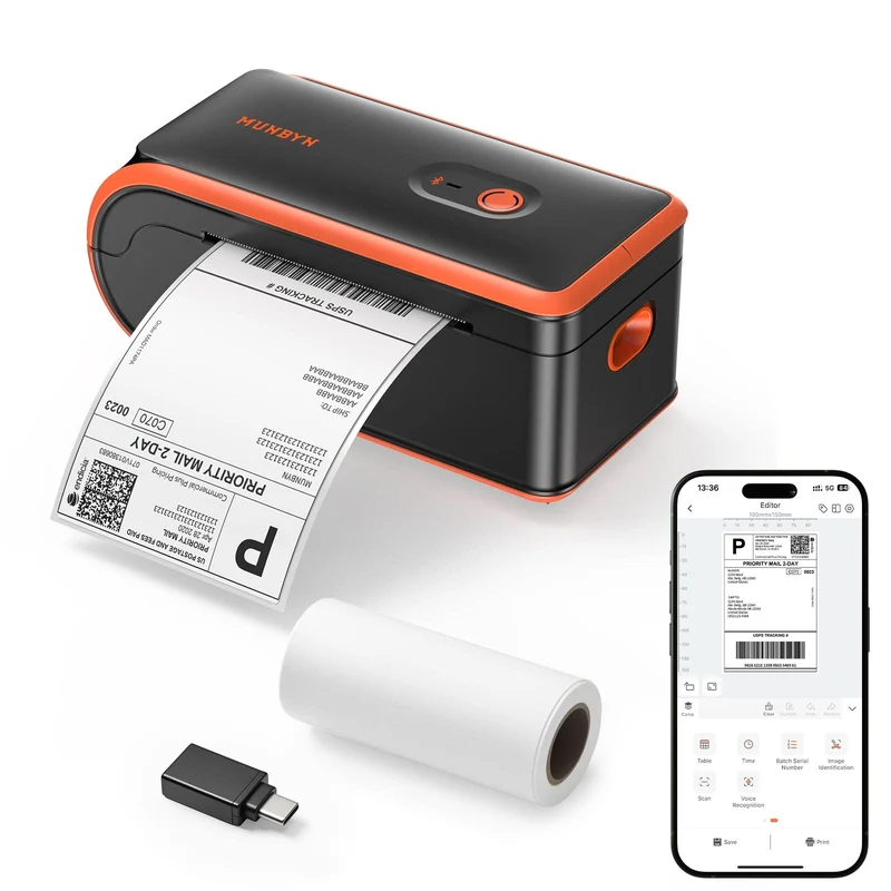 MUNBYN MC240 Battery-Powered Wireless Label Printer for Mobile Labeling