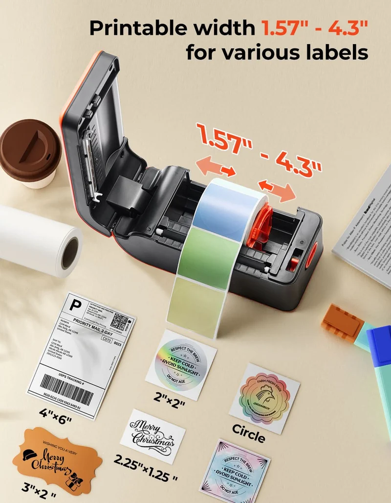 MUNBYN MC240 Battery-Powered Wireless Label Printer for Mobile Labeling