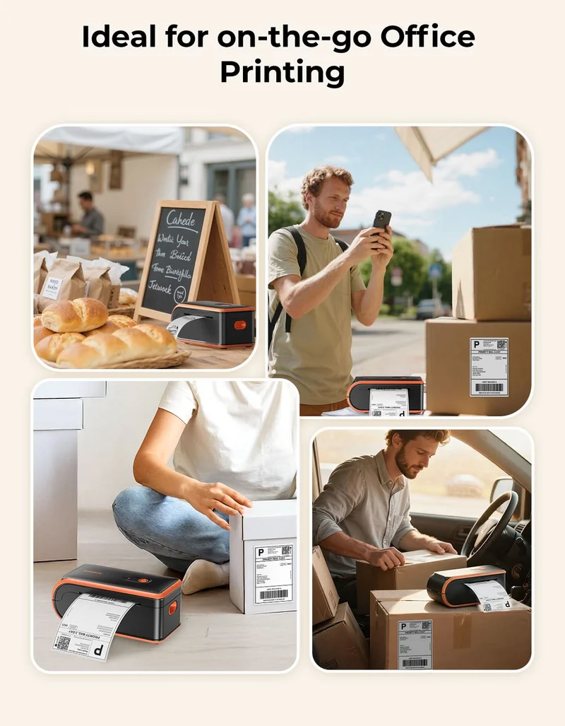 MUNBYN MC240 Battery-Powered Wireless Label Printer for Mobile Labeling