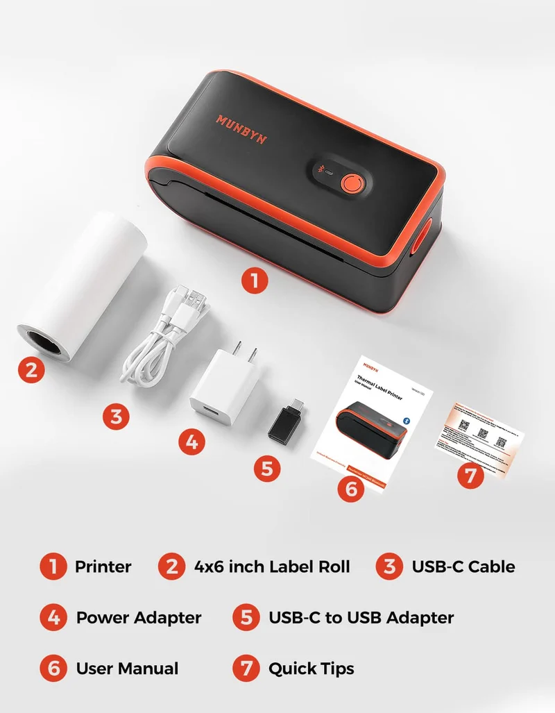 MUNBYN MC240 Battery-Powered Wireless Label Printer for Mobile Labeling