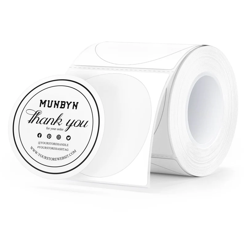 MUNBYN 2" Circle Thermal Labels for Product, Logo and Multi-Purpose Stickers, 150/Roll