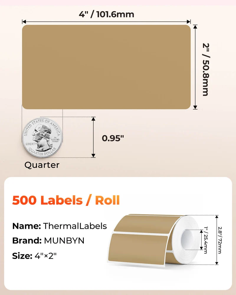 MUNBYN 4" x 2" Rectangle Thermal Labels for Mailing and Barcode Labels
