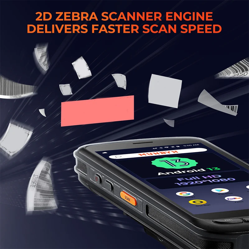 MUNBYN IPDA087P Android 13 Barcode Scanner with Zebra SE4710