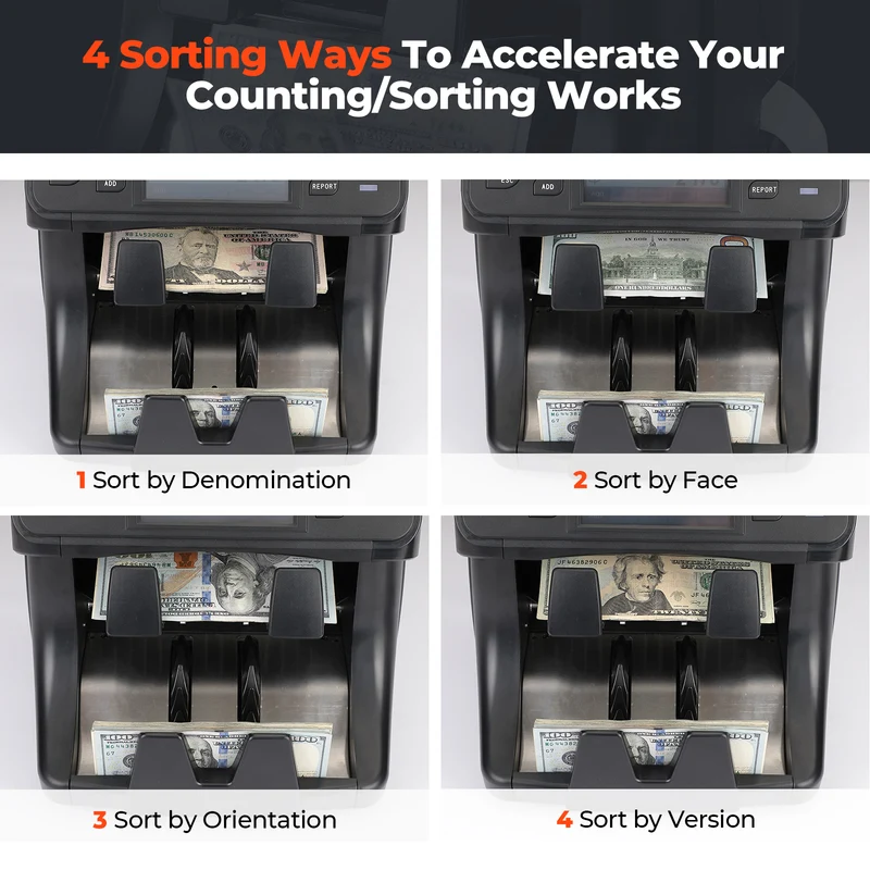 MUNBYN IMC40 2-Pocket Mixed Denomination Money Counter