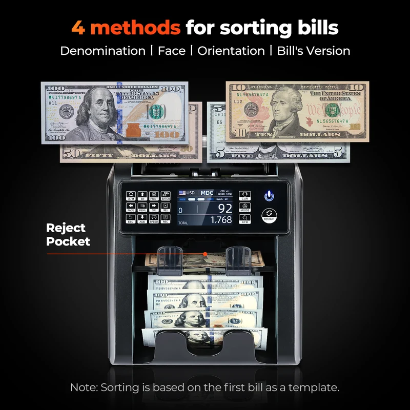 MUNBYN IMC08 Bank-Grade Mixed Denomination Money Counter