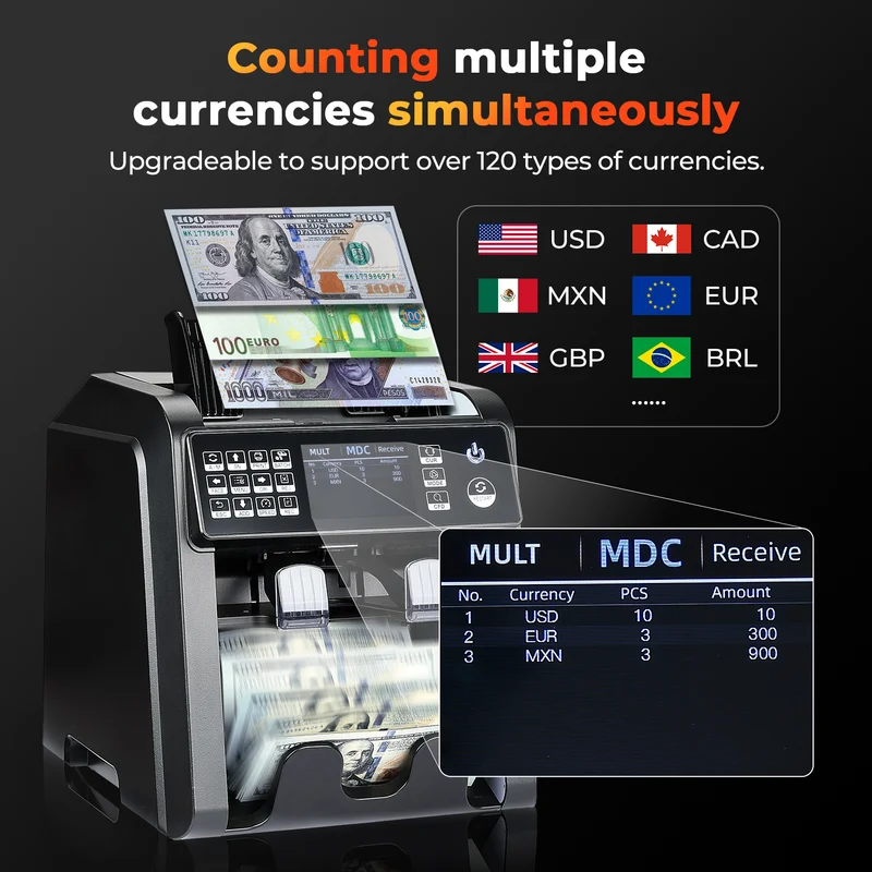 MUNBYN IMC08 Bank-Grade Mixed Denomination Money Counter
