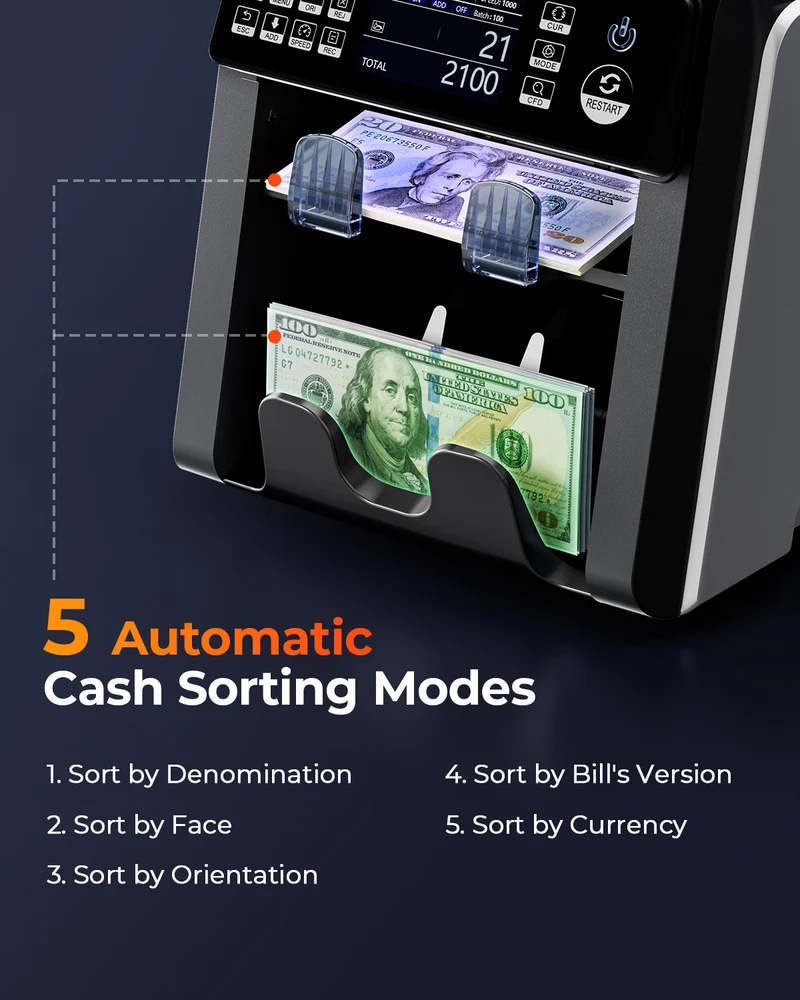 MUNBYN IMC08 Bank-Grade Mixed Denomination Money Counter