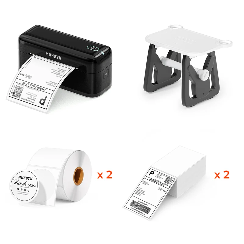 MUNBYN RW402B Bluetooth Thermal Label Printer Kit for Daily Shipping Labels