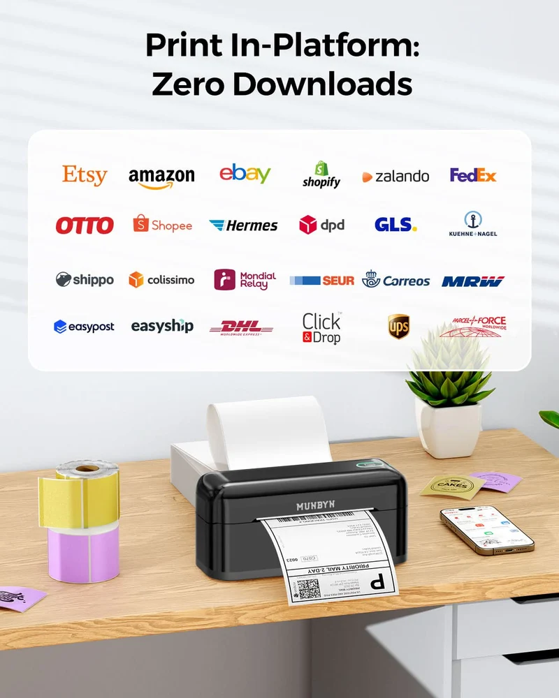 MUNBYN RW402B Bluetooth Thermal Label Printer