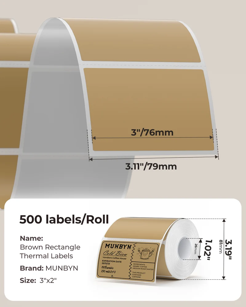 MUNBYN 3" x 2" Rectangle Thermal Labels for Product and Barcode Labels