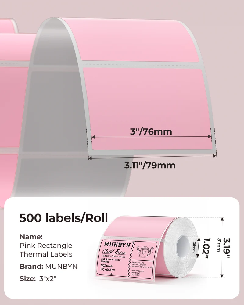 MUNBYN 3" x 2" Rectangle Thermal Labels for Product and Barcode Labels