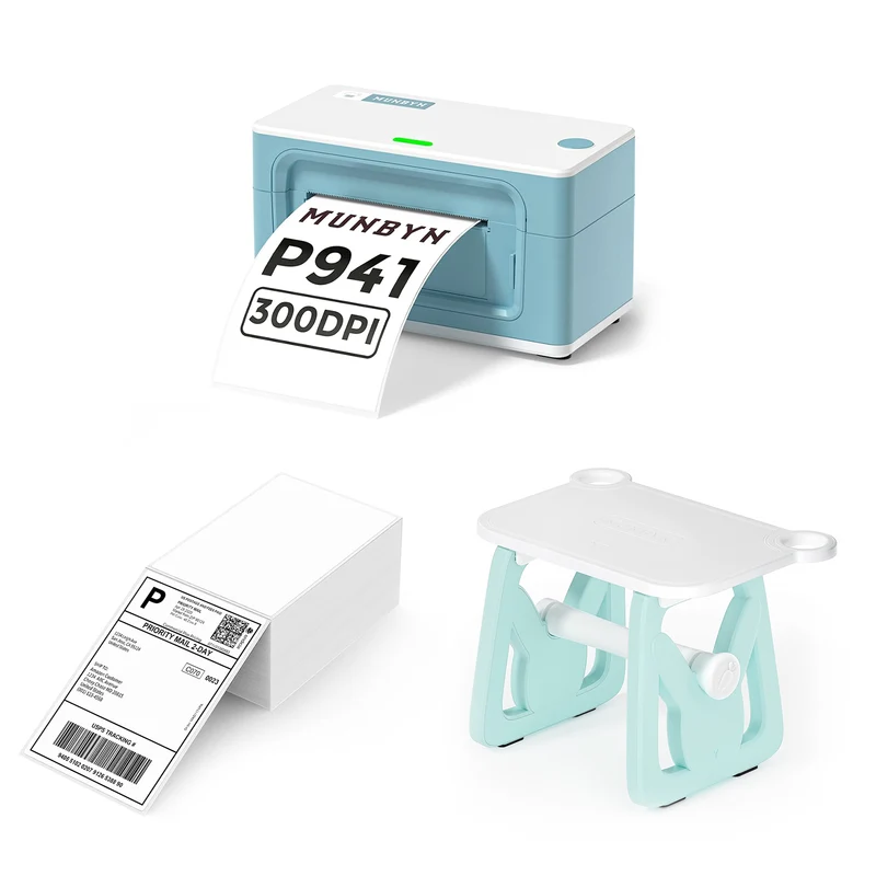 MUNBYN RW941BP 300DPI Bluetooth Thermal Label Printer Kit for Product Labels