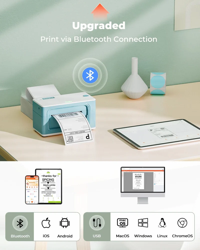 MUNBYN RW941BP 300 DPI Bluetooth Thermal Label Printer