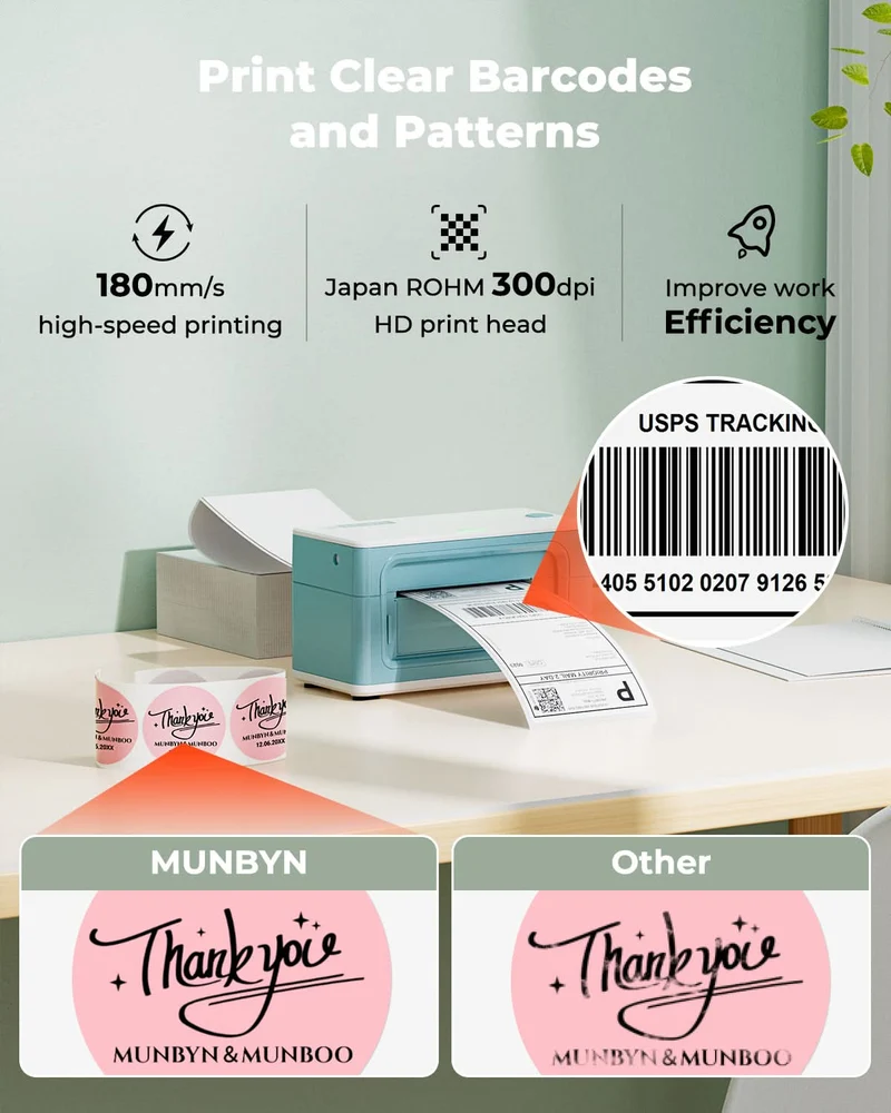 MUNBYN RW941BP 300 DPI Bluetooth Thermal Label Printer