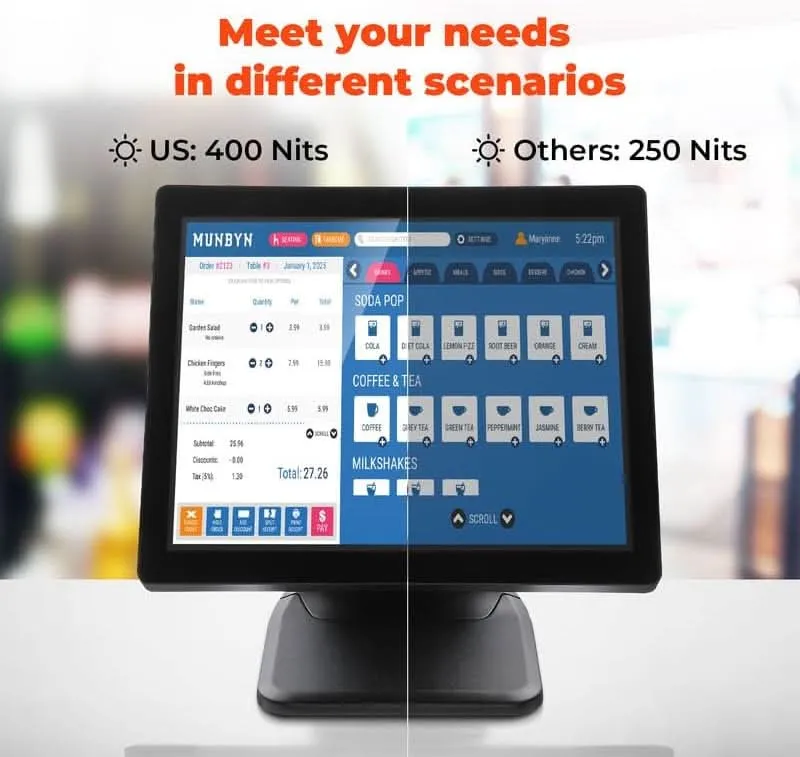 MUNBYN IPTS001 POS Touchscreen Monitor for Retail Checkout