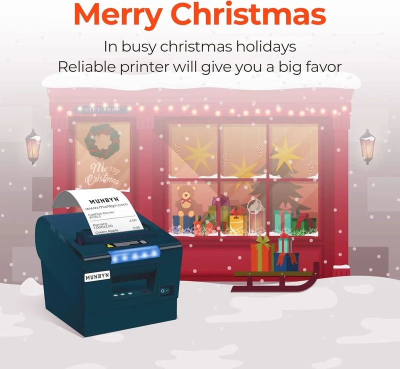 MUNBYN P068 80mm Thermal Receipt Printer for Retail POS