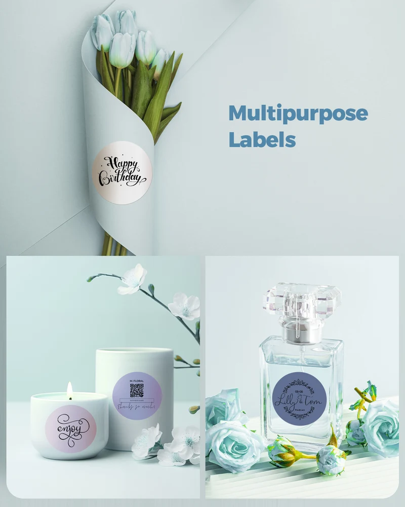MUNBYN 2" Morandi Round Thermal Labels for Product and Packaging Stickers