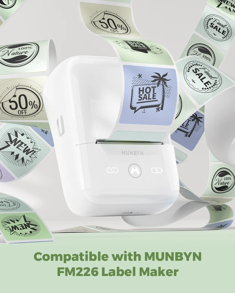 MUNBYN 2" Morandi Round Thermal Labels for Product and Packaging Stickers