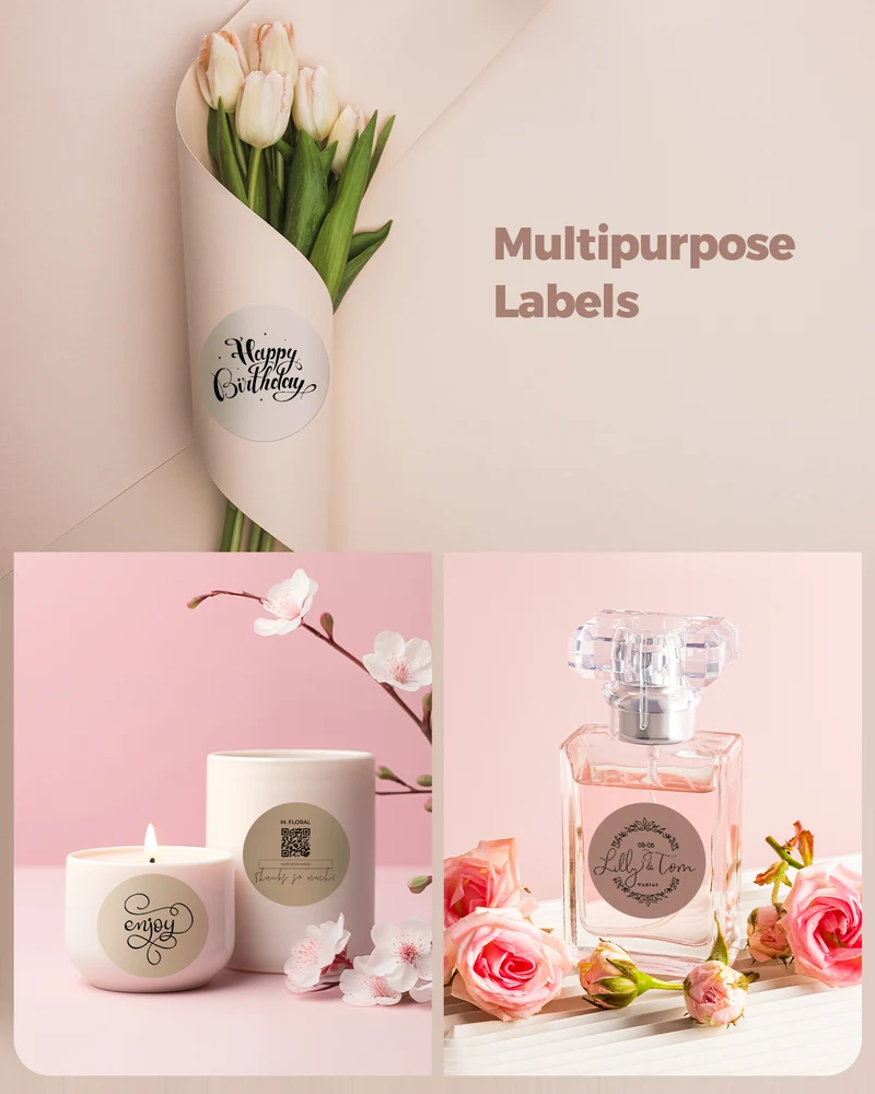 MUNBYN 2" Morandi Round Thermal Labels for Product and Packaging Stickers