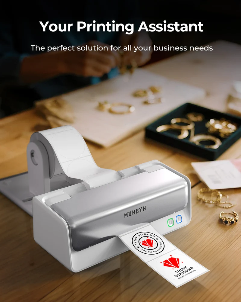 MUNBYN RealWriter 405B Zweifarbig Bluetooth Drucker & Rund Etiketten Haustier Profi Set
