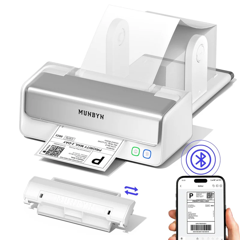 MUNBYN RealWriter 405B Bluetooth Drucker & Morandi Etiketten Bäckerei Verpackung Profi Set