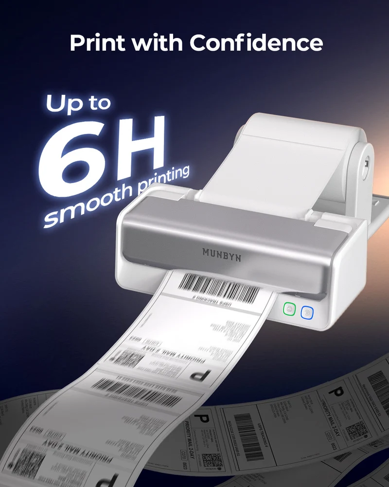 MUNBYN RealWriter 405B Bluetooth Drucker & 2x2 Quadrat Etiketten Kerze Verpackung Profi Set
