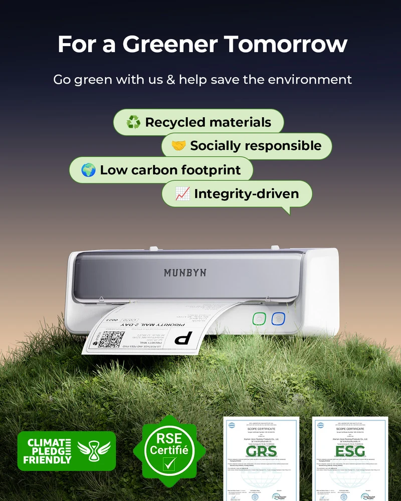 MUNBYN RealWriter 405B Bluetooth Drucker & 2x2 Quadrat Etiketten Kerze Verpackung Profi Set