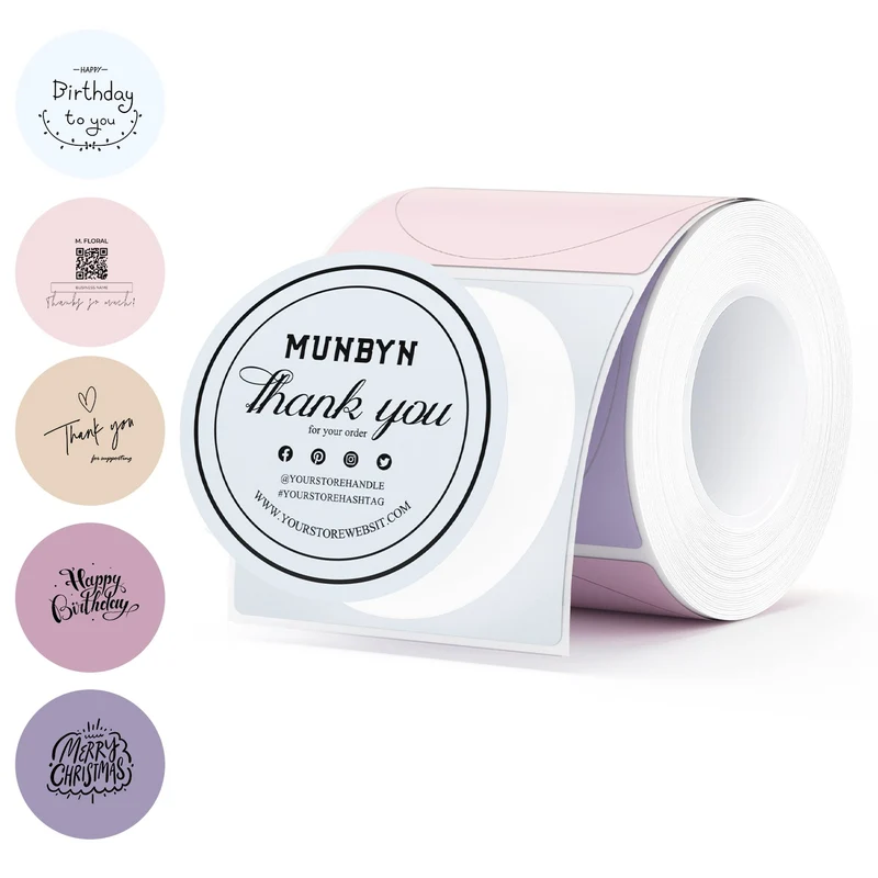 MUNBYN RealWriter 402B Bluetooth Drucker & Morandi Etiketten Bäckerei Verpackung Branding Set